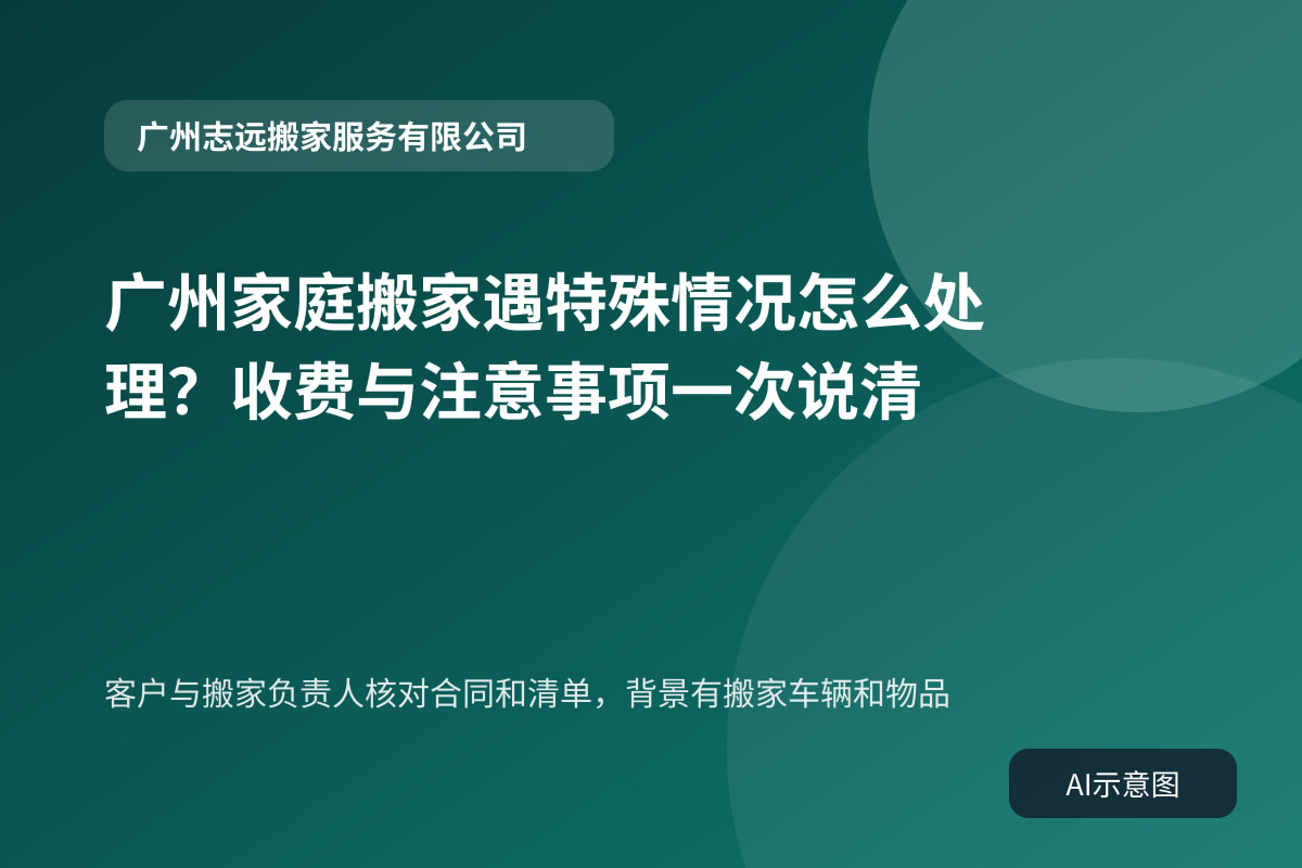 客户与搬家负责人核对合同和清单,背景有搬家车辆和物品